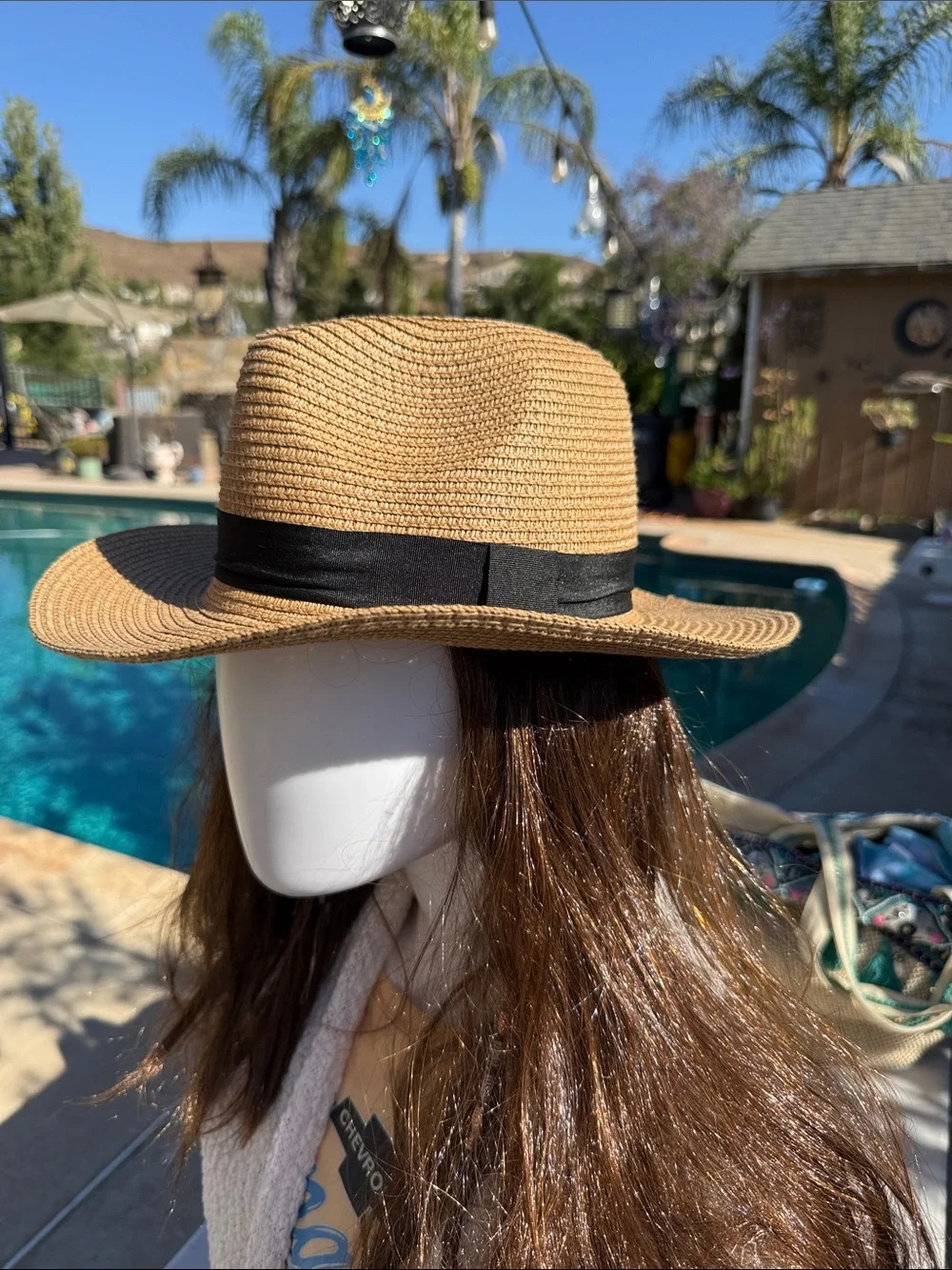 SPF Bolero Woven Straw Sun Hat with Black Band